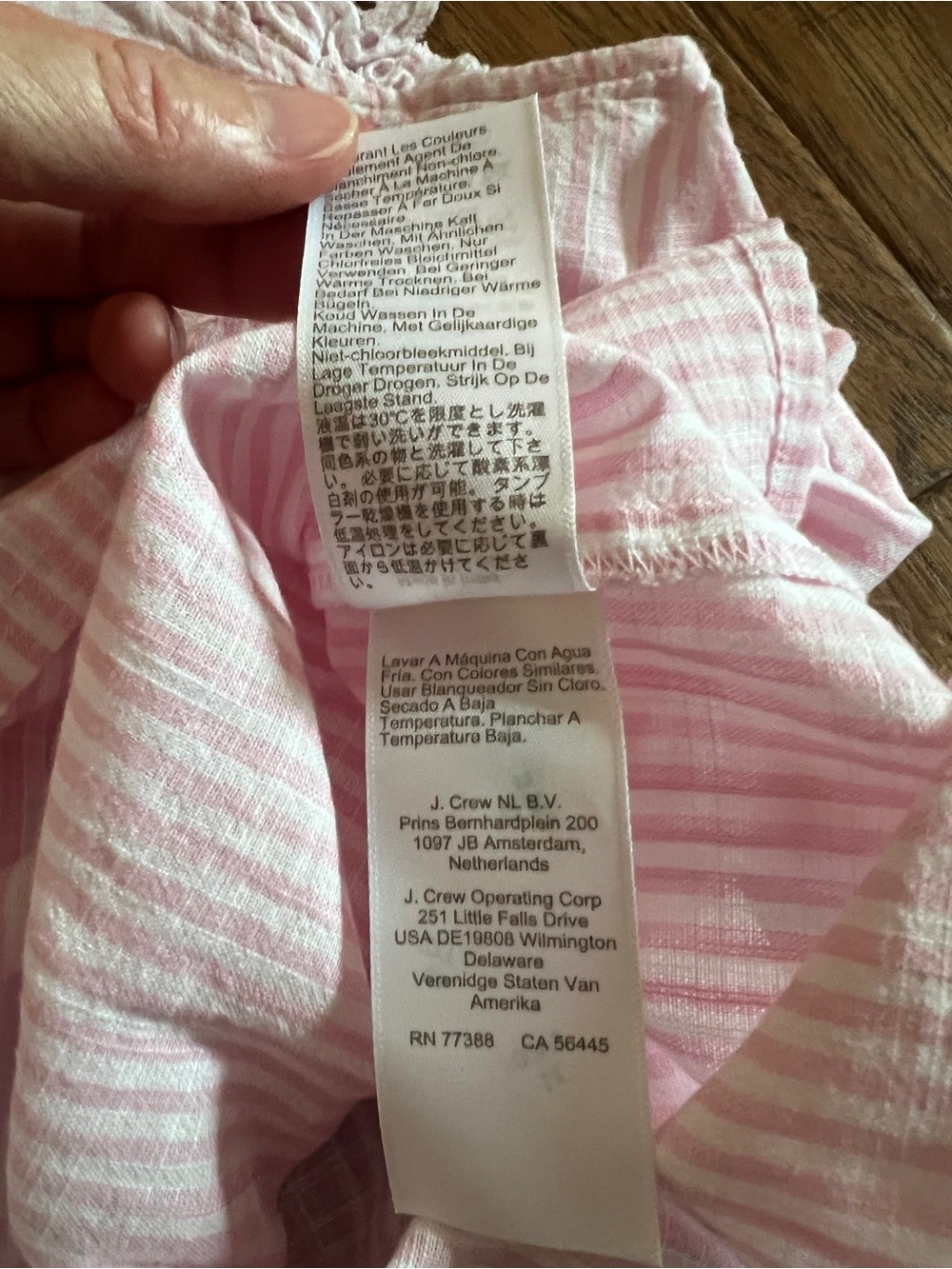 J. Crew Pink and White Striped Eyelet Flutter Sleeve Blouse - Picture 8 of 8